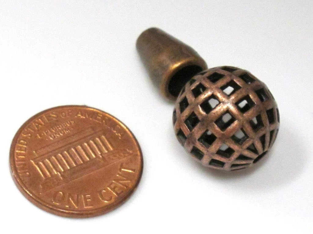 3 set - Tibetan copper tone 2 hole cut net design Guru bead 15 mm size with cone column bead - GB022