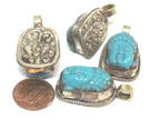 1 pendant -Tibetan Buddha pendant Small size Tibetan Nepal Buddha resin charm pendant with floral carving on other side-- PM590