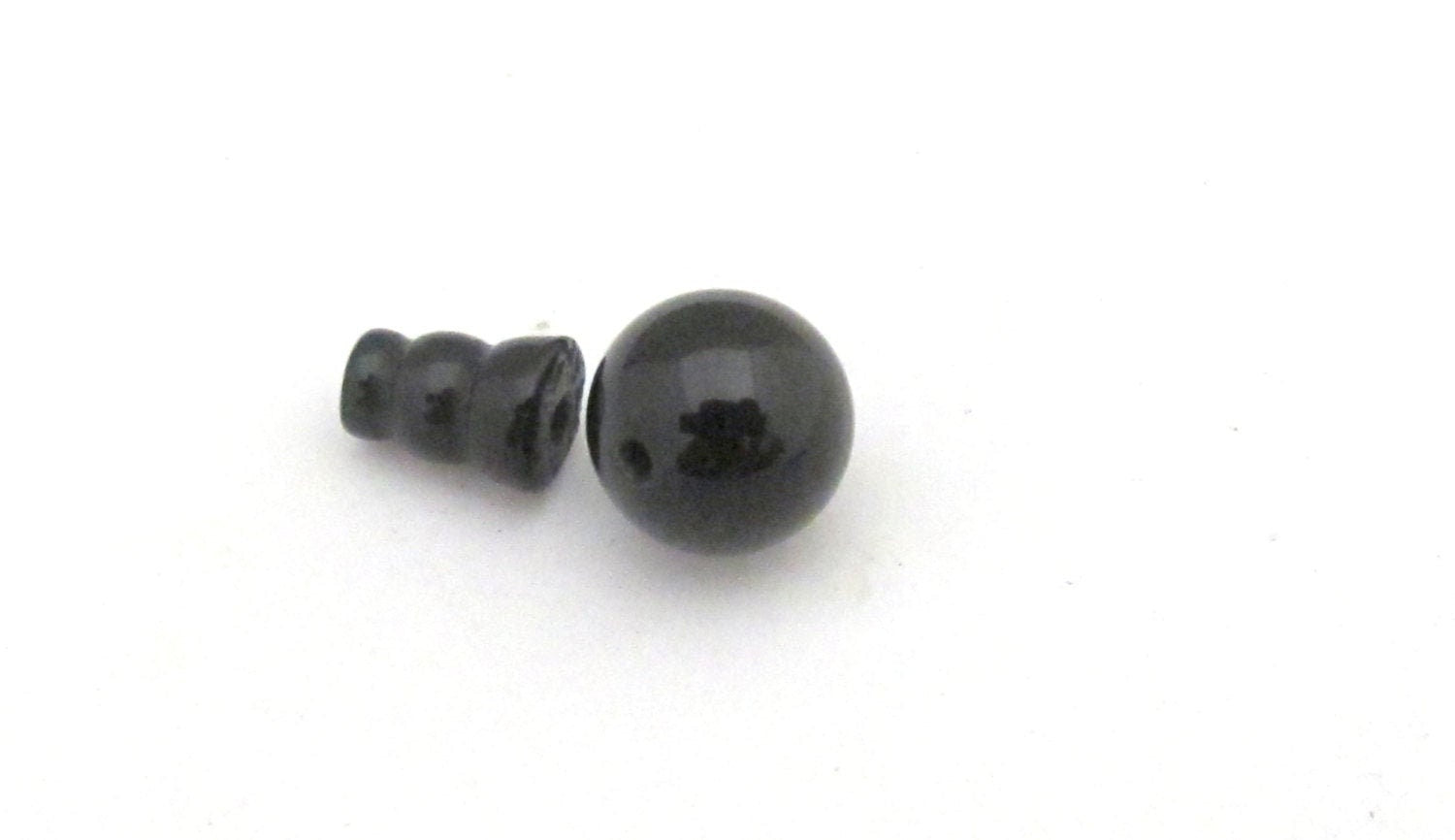1 Guru Bead set - 3 hole black agate gemstone Guru column Bead set 10 mm size - GB013