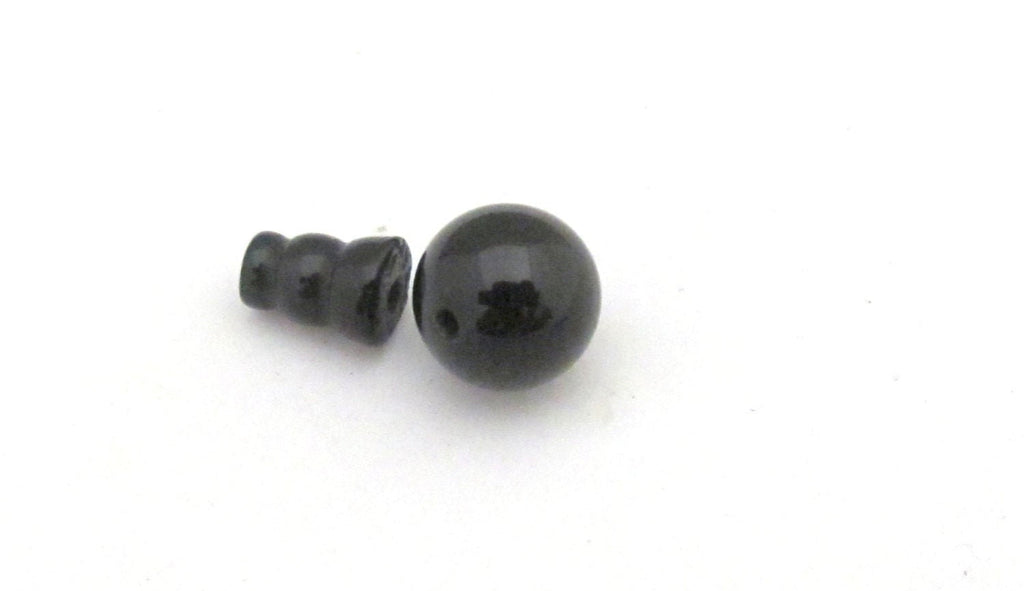 1 Guru Bead set - 3 hole black agate gemstone Guru column Bead set 10 mm size - GB013