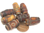 1 Bead - Thick Tibetan etched agate dzi rustic design beads - GM415B