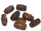 1 Bead - Thick Tibetan etched agate dzi rustic design beads - GM415B