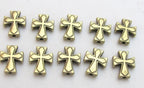 Brass tone metal cross beads - 10 beads - BD433