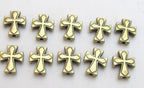 Brass tone metal cross beads - 10 beads - BD433