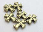 Brass tone metal cross beads - 10 beads - BD433