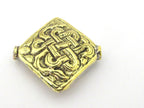 2 Beads - Large size Tibetan brass repousse endless knot design focal pendant bead - BD845s