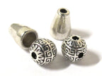 3 sets- Tibetan Guru beads - Tibetan silver 3 hole Guru Bead 8.5-9 mm size with column bead - GB052s