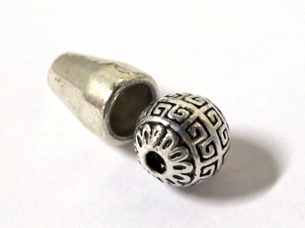 3 sets- Tibetan Guru beads - Tibetan silver 3 hole Guru Bead 8.5-9 mm size with column bead - GB052s