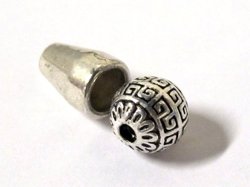 3 sets- Tibetan Guru beads - Tibetan silver 3 hole Guru Bead 8.5-9 mm size with column bead - GB052s