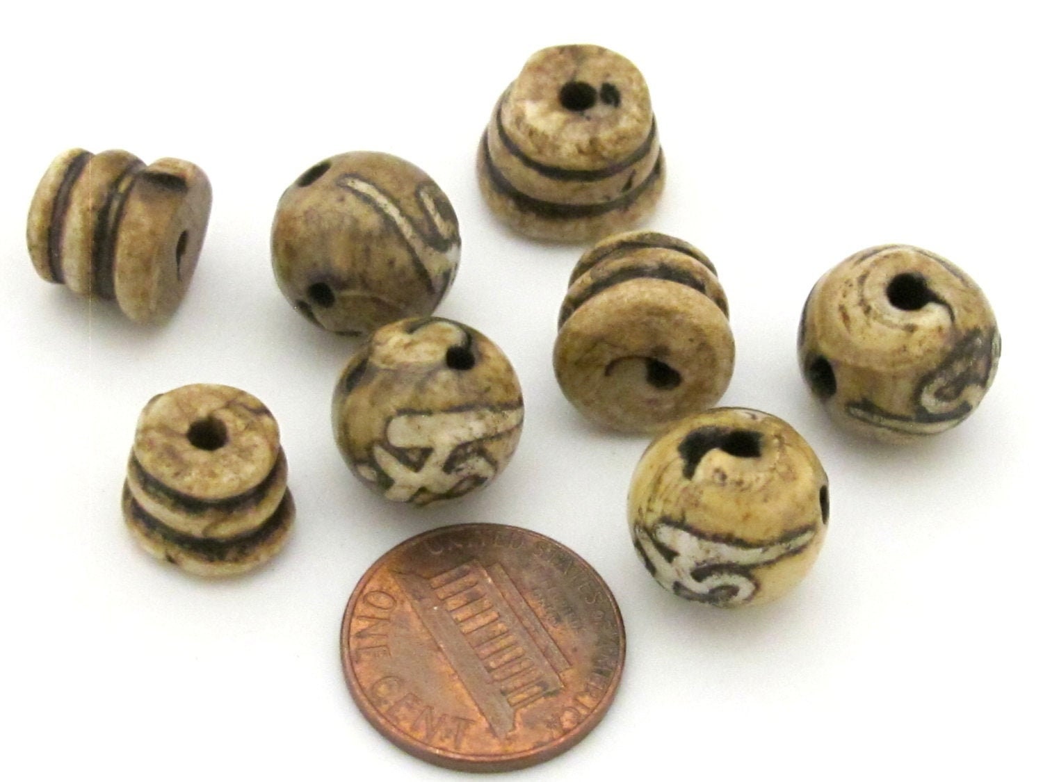 3 sets - Guru bead Sets - Large 3 hole conch shell prayer mala Guru bead 13 -14 mm - GB031