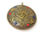 1 Pendant - Reversible Om and Kalachakra mantra Brass filigree pendant from Nepal - PM529