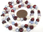 1 Full Strand - White maroon greyish blue color genuine freshwater cultured pearl beads 15 inches - PL005C