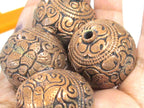 1 Bead - Large heavy oval shape mix bird animal floral design copper finish brass beads Tibetan beads nepal bead ethnic beads BD985