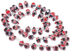1 strand - 14 inches long - Faceted teardrop shape orange white color chevron design shiny crystal glass beads - AB060