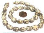 1 full strand -Natural salwag flat oval shape seed beads - NB035B