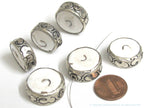 1 Bead - Ethnic nepal beads naga conch shell beads Tibetan beads silver color encased tribal naga conch shell bead 19-22 mm - CH074