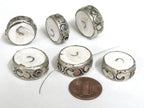 1 Bead - Ethnic nepal beads naga conch shell beads Tibetan beads silver color encased tribal naga conch shell bead 19-22 mm - CH074
