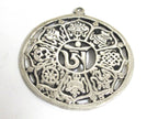 Tibetan ashtamangala auspicious symbols Om pendant Tibetan pendant antiqued silver finish ethnic Nepal supplies- CP060K