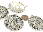 Tibetan ashtamangala auspicious symbols Om pendant Tibetan pendant antiqued silver finish ethnic Nepal supplies- CP060K