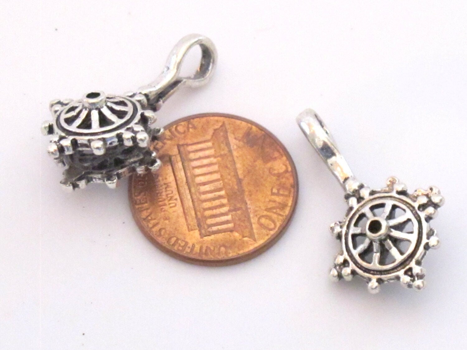 1 counter - Silver plated Dharma wheel symbol Tibetan mala counter - BD611