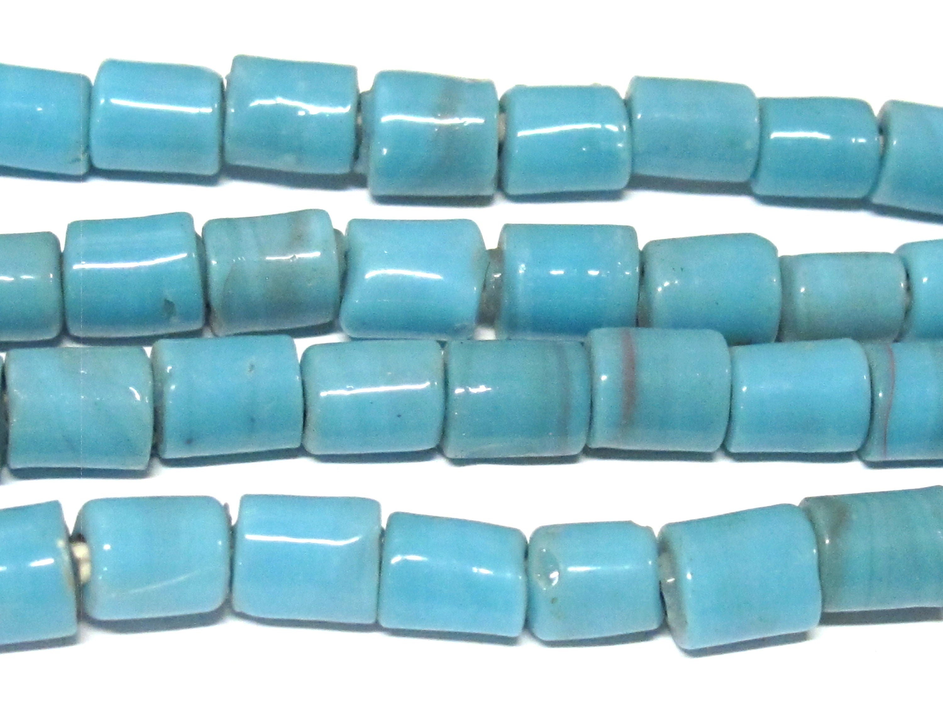 10 Beads-Nepal ethnic glass beads aqua Blue color - BD385B