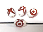 10 Beads - Tibetan etched agate dzi design beads 8 mm x 12 mm - GM128Bs