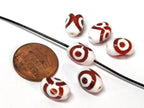 10 Beads - Tibetan etched agate dzi design beads 8 mm x 12 mm - GM128Bs