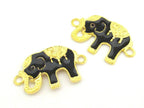 1 Piece - Black enamel inlaid Elephant connector bracelet supply - BD665