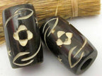 1 Piece - Large wide size carved floral design recycled cattle bone bead jewelry supply tribal boho designs beads from Nepal - BD264