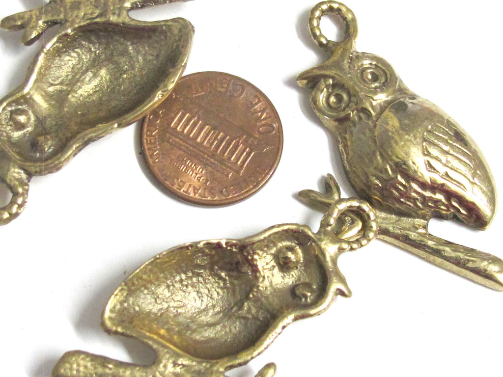 1 Pendant - Tibetan owl bird pendant solid brass owl pendant from Nepal - CP142