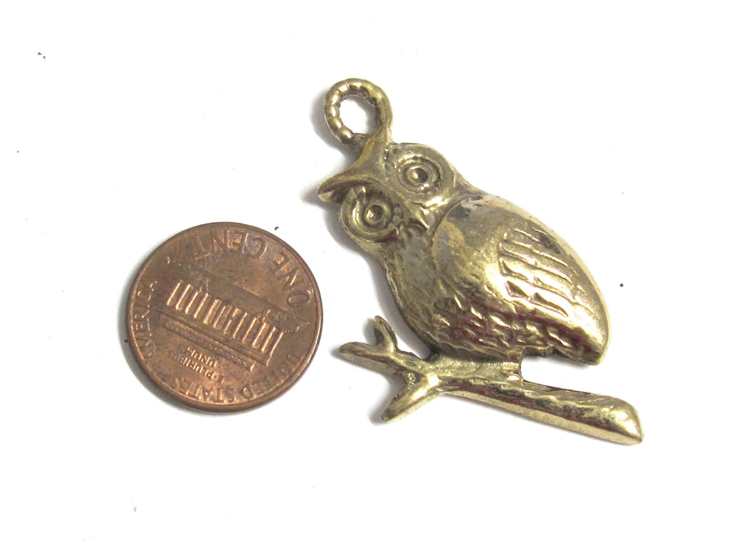 1 Pendant - Tibetan owl bird pendant solid brass owl pendant from Nepal - CP142