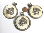 1 pendant - Tibetan Om pendant - Ethnic tribal Tibetan om naga conch shell pendants Ohm Aum om mantra Nepal pendants - PM409MA