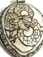 OOAK Tibetan dragon carved conch shell pendant Large heavy bold unique jewelry pendant with tibetan dragon carving Nepal pendants - PM458G