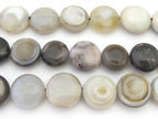 4 BEADS - 15 - 16 mm wide Agate gemstone button shape beads - GM345