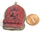 Meditating red Buddha Tibetan pendant from Nepal -- PS003D