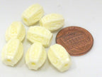 4 BEADS - Tibetan om mantra cream white color hexagon melon cut resin beads 12 mm x 10 mm - BD919