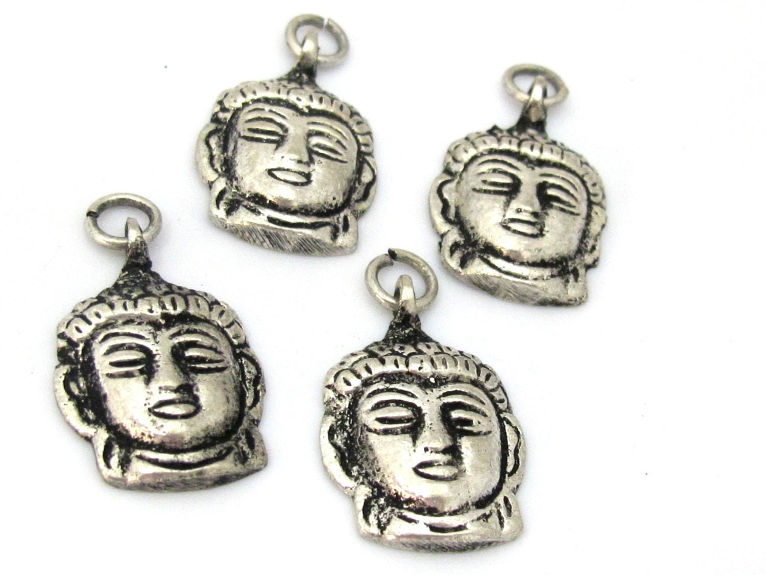 1 Pendant - Small Tibetan silver Buddha face pendant from Nepal - CP107
