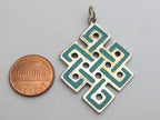 1 PENDANT - Tibetan Turquoise Inlaid endless knot pendant from Nepal - CP020A