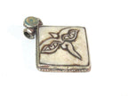 Ethnic Tibetan cream color carved recycled cattle bone Buddha eye symbol pendant - PM594B