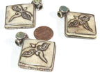 Ethnic Tibetan cream color carved recycled cattle bone Buddha eye symbol pendant - PM594B
