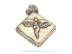 Ethnic Tibetan cream color carved recycled cattle bone Buddha eye symbol pendant - PM594B