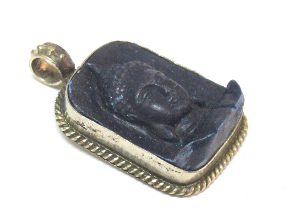 1 pendant - Tibetan blue color Buddha face pendant from Nepal - PS001D copyright Nepalbeadshop