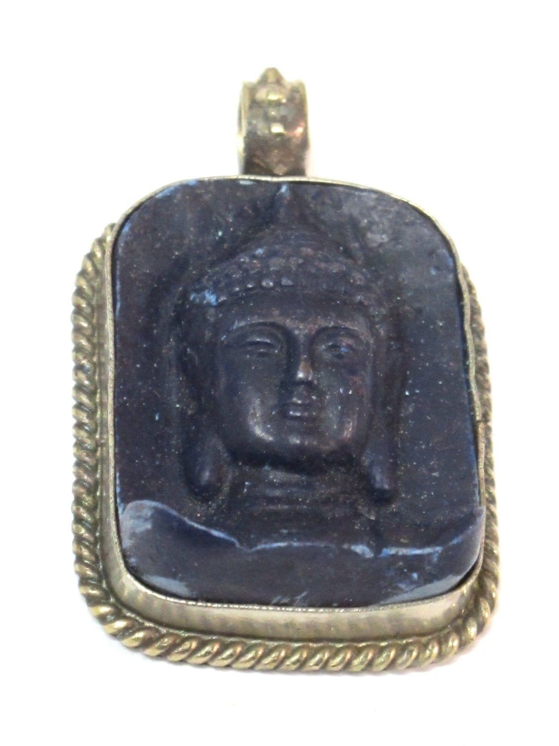 1 pendant - Tibetan blue color Buddha face pendant from Nepal - PS001D copyright Nepalbeadshop