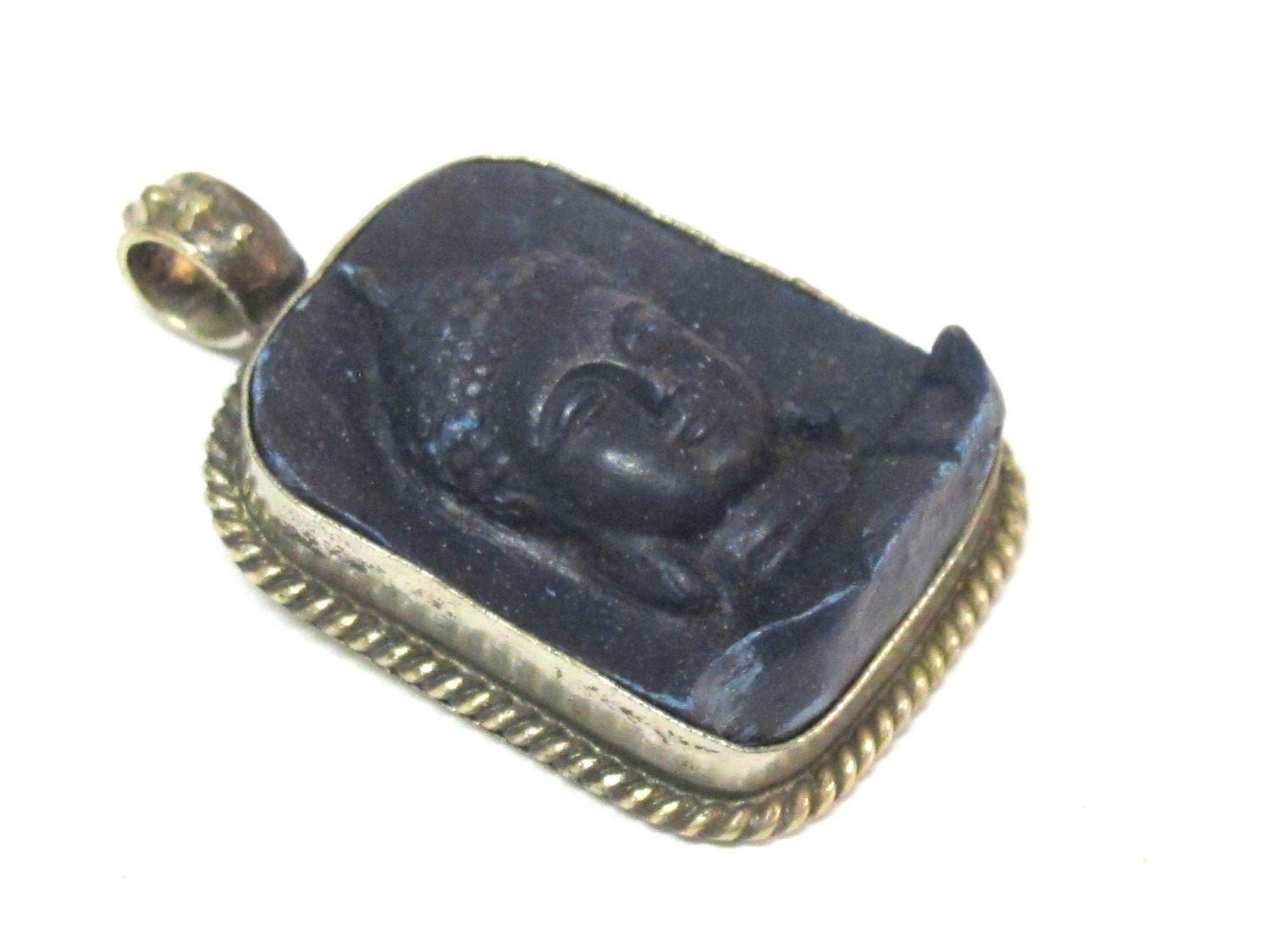 1 pendant - Tibetan blue color Buddha face pendant from Nepal - PS001D copyright Nepalbeadshop