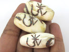 1 Bead - Large size Tibetan Om mantra turquoise inlaid naga conch shell beads - CH063