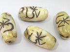 1 Bead - Large size Tibetan Om mantra turquoise inlaid naga conch shell beads - CH063