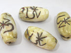 1 Bead - Large size Tibetan Om mantra turquoise inlaid naga conch shell beads - CH063