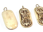 1 Pendant - Tibetan dorje with skull design carved bar shape recycled cattle bone pendant from Nepal - PB115