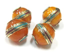 1 Bead - Large Tibetan copal Resin bead with brass band and turquoise and coral inlay - BD764