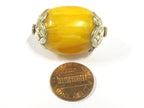 1 BEAD - Large Thick copal resin tibetan silver capped bead - BD819